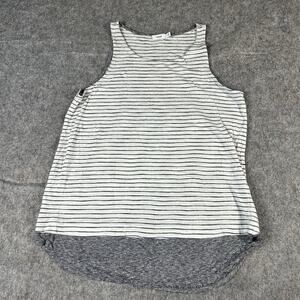 Vince Striped Slub Tank Top Women’s Small Striped Optic White Cotton Flaw